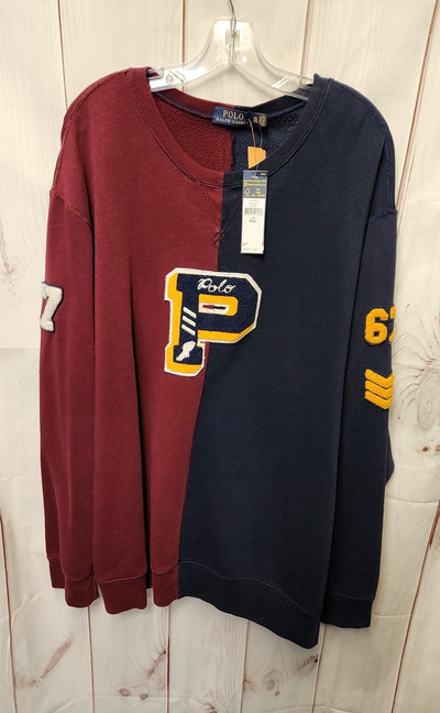 NWT Polo Ralph Lauren Men's Size XXL Navy & Maroon P 67 Varsity Wing Sweatshirt