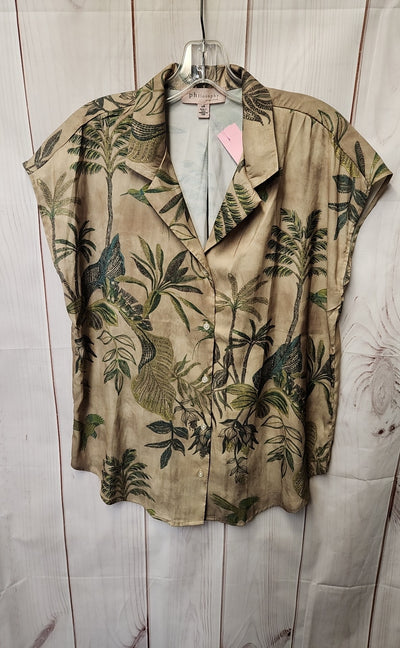 Philosophy Women's Size L Green Floral Sleeveless Top
