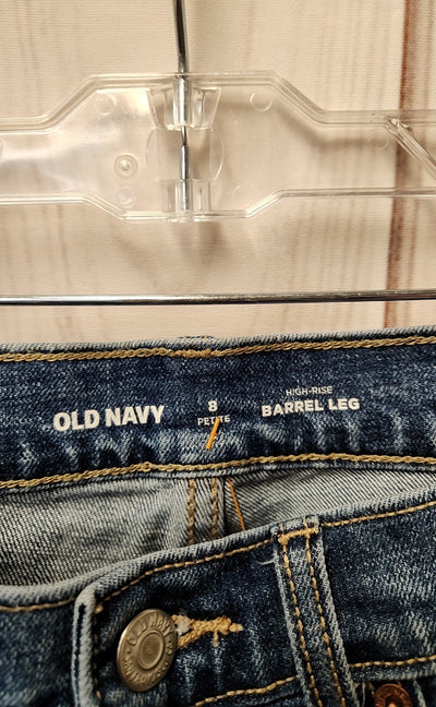Old Navy Women's Size 29 (7-8) Petite Blue Jeans High Rise Barrel Leg