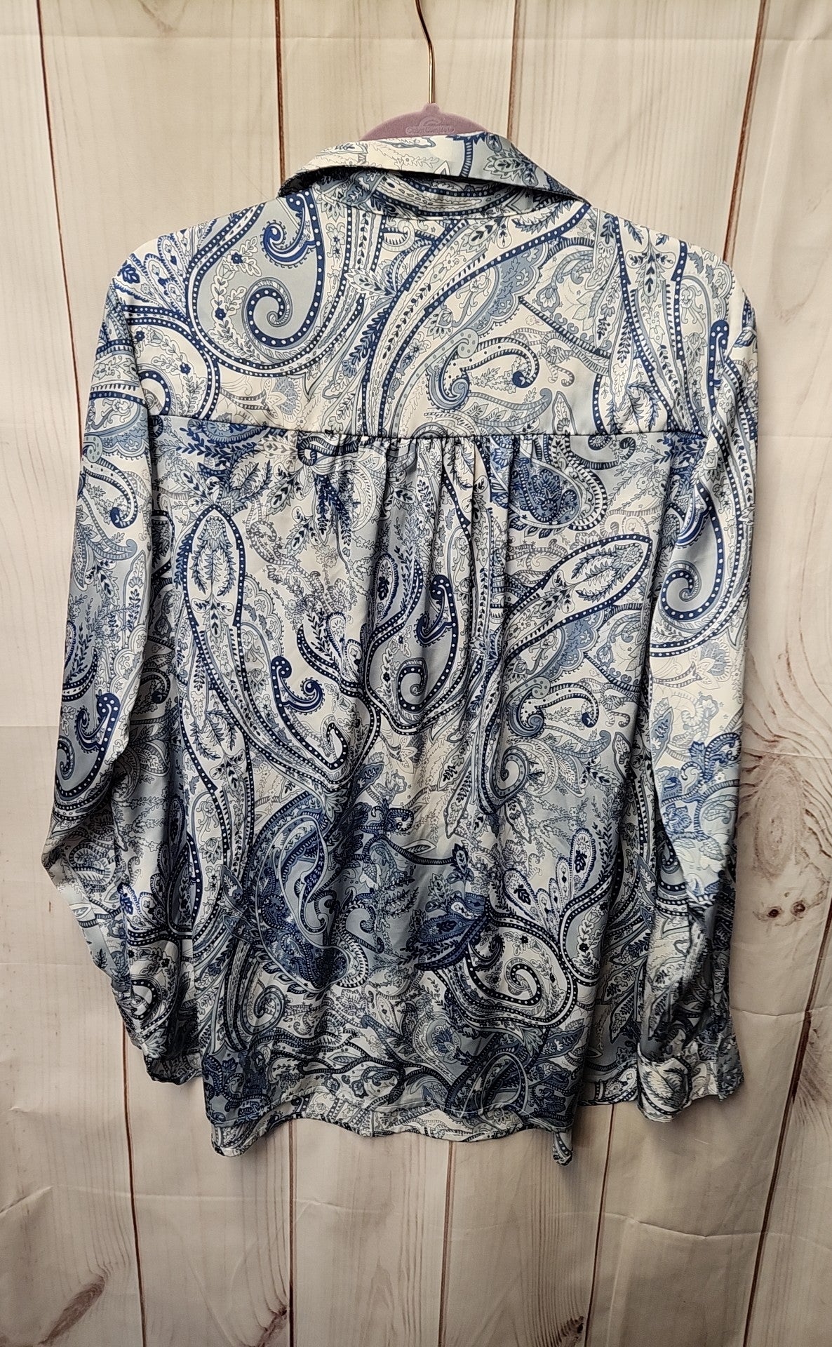 Joie Women's Size 1X White & Blue Floral Long Sleeve Top