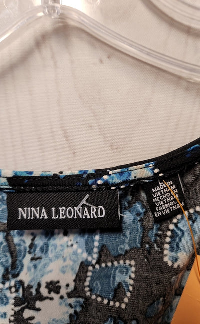 NWT Nina Leonard Women's Size L Black & Blue Dress