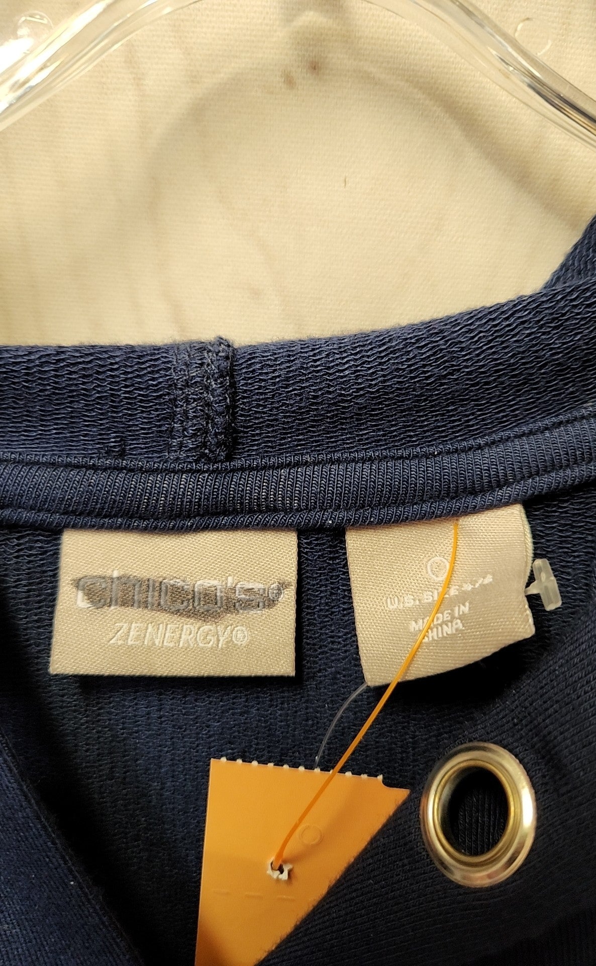 Chico's Women's Size 0 = US S Navy Hooded 3/4 Sleeve Top