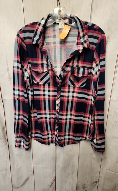 Passport Women's Size L Navy & Pink Long Sleeve Top