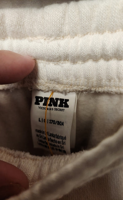 Pink Women's Size L White Sweatpants Ivy Fleece Wide leg