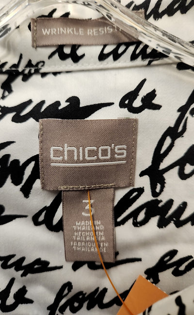 Chic Women's Size 3 = US XL White & Black Long Sleeve Top