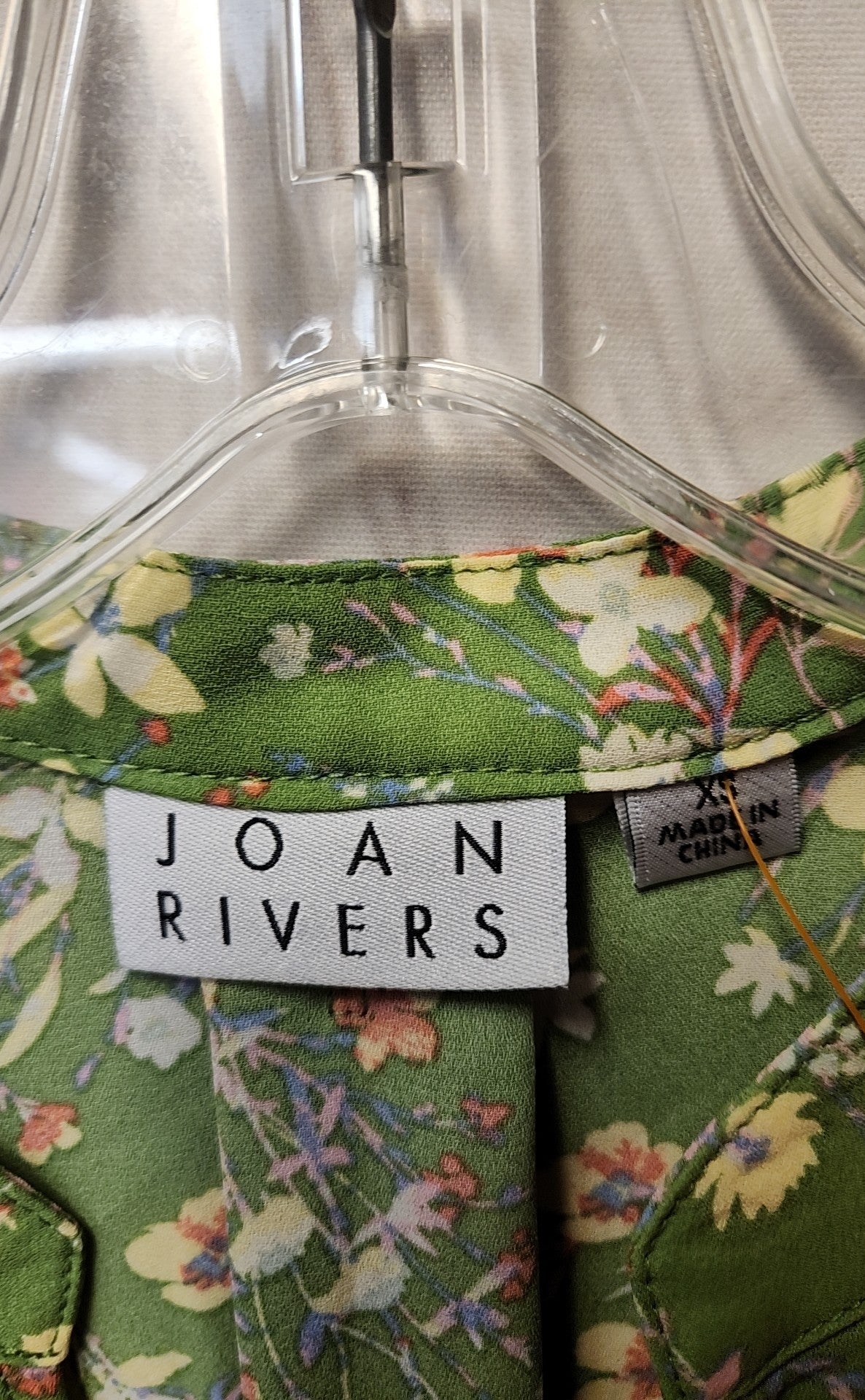 Joan Rivers Women's Size XS Green Floral Long Sleeve Top