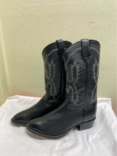 VTG NWT Tony Lama Men's Size 9-1/2 Black White Stitching Cowboy Boots Shoes