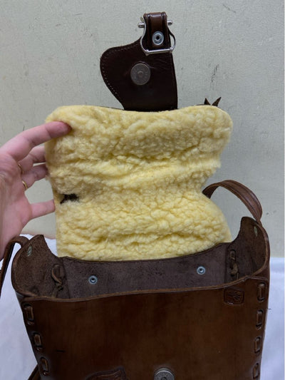 VTG Made In Mexico Tooled Leather Western Cowgirl Sherling Saddle Purse