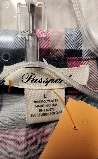 Passport Women's Size L Navy & Pink Long Sleeve Top
