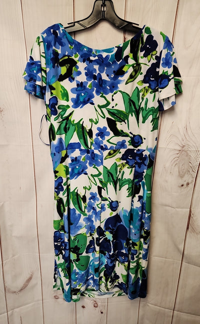 Lauren by Ralph Lauren Women's Size 16 White & Blue Floral Dress