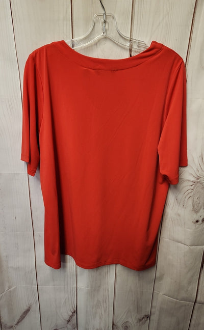 Susan Graver Women's Size L Red Short Sleeve Top