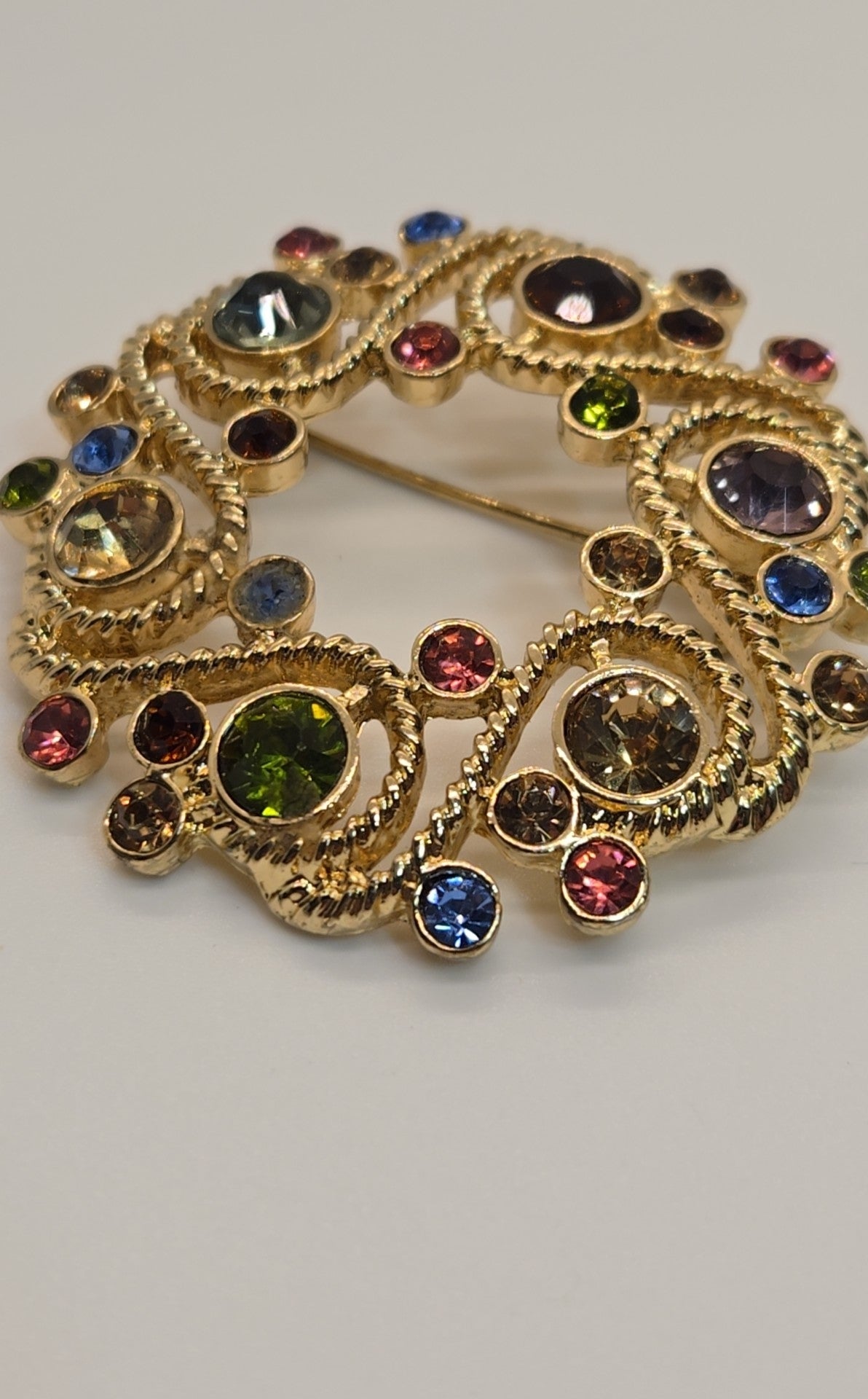 Gold Rhinestone Brooch Pin