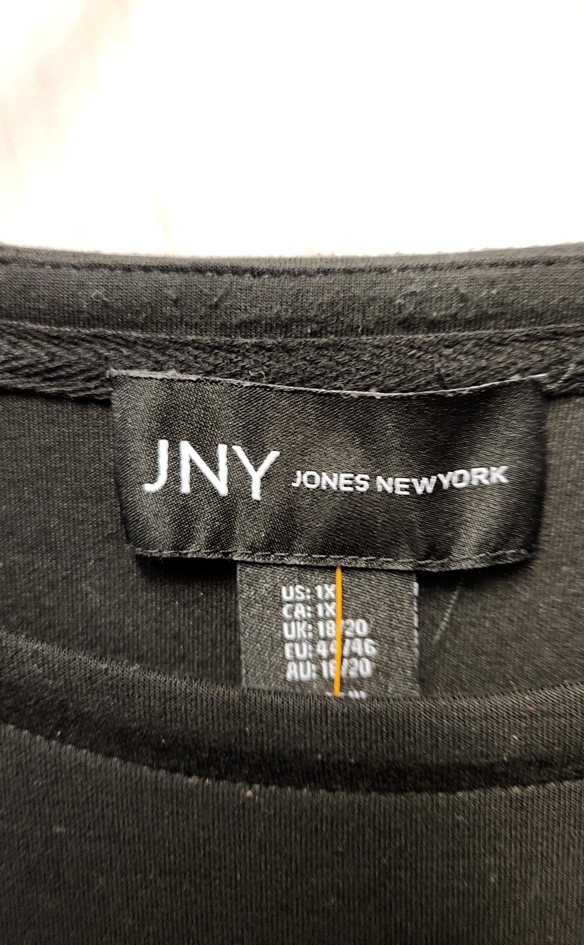 Jones New York Women's Size 1X Black 3/4 Sleeve Top