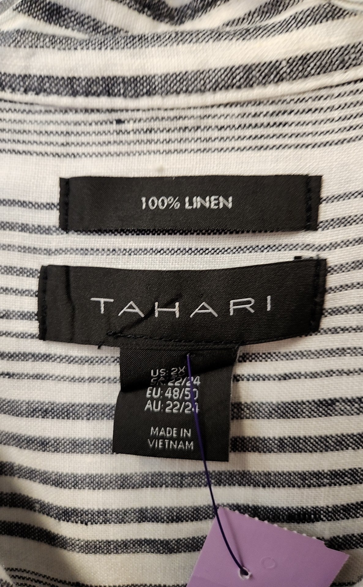 Tahari Women's Size 2X Gray Linen Dress