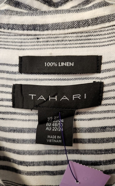 Tahari Women's Size 2X Gray Linen Dress
