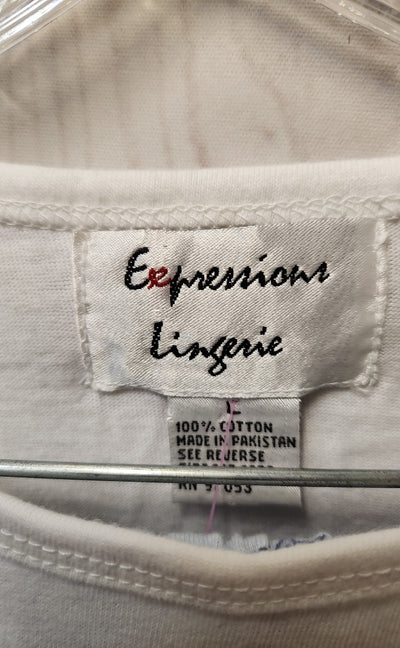 Expressions Women's Size L White & Blue Pajamas