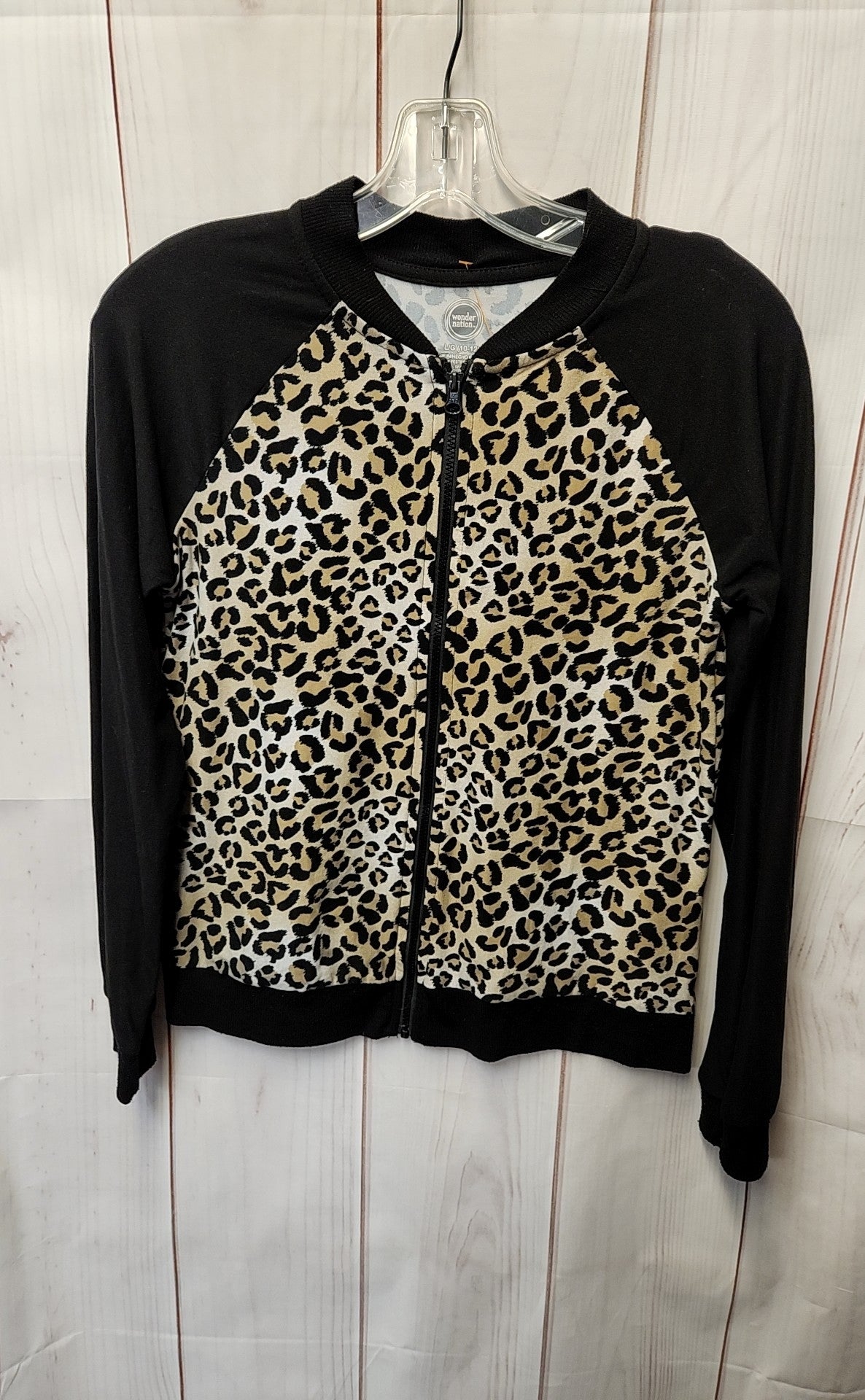 Wonder Nation Girl's Size 10/12 Black & Brown Animal Print Jacket