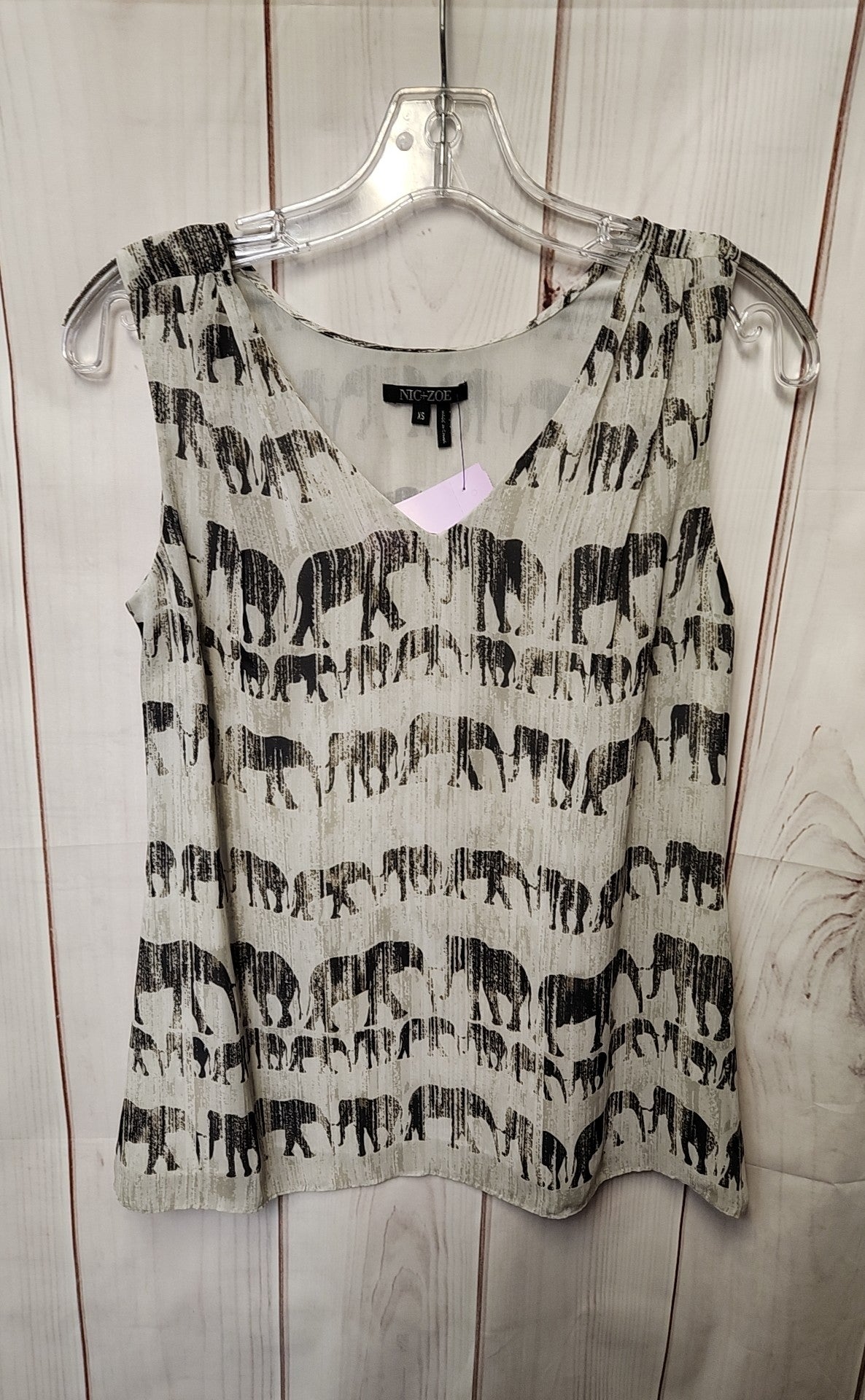 Nic & Zoe Women's Size XS Gray Animal Print Sleeveless Top