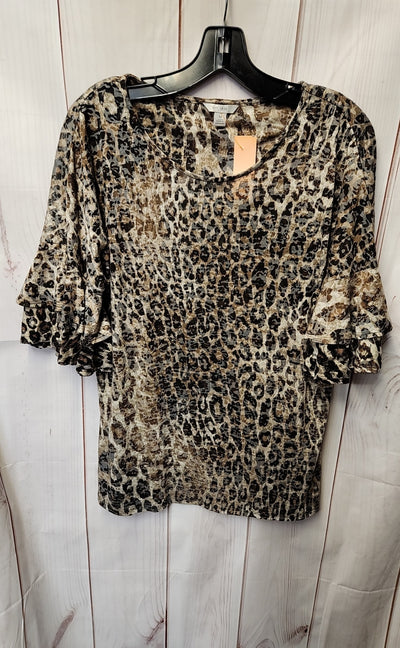 C Women's Size M Brown Short Sleeve Top