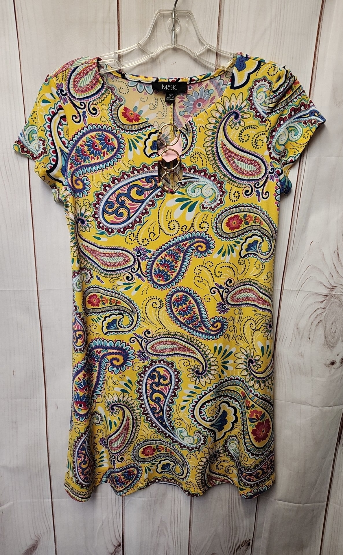 Msk Women's Size S Petite Yellow Dress