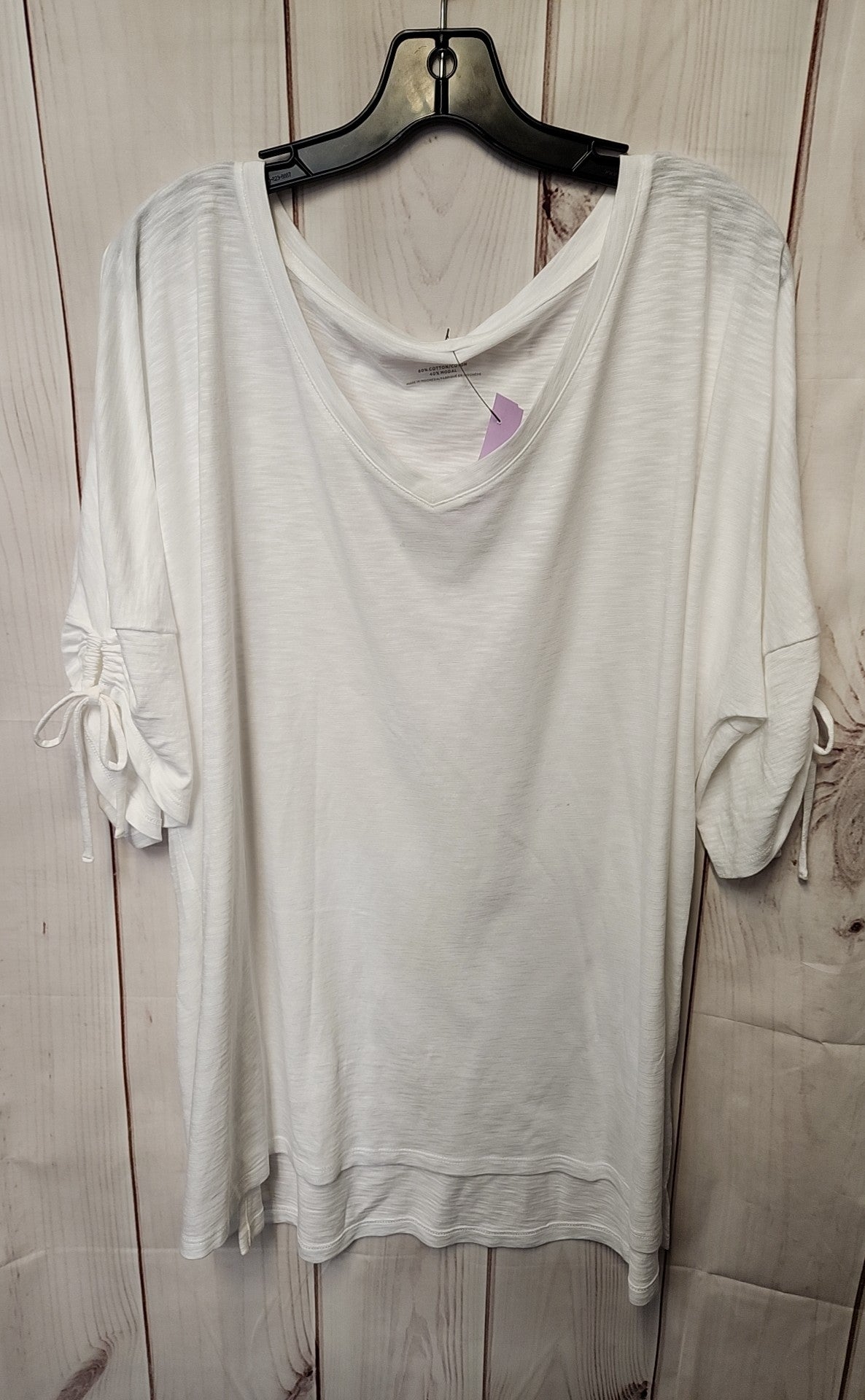 Talbots Women's Size 2X White Short Sleeve Top