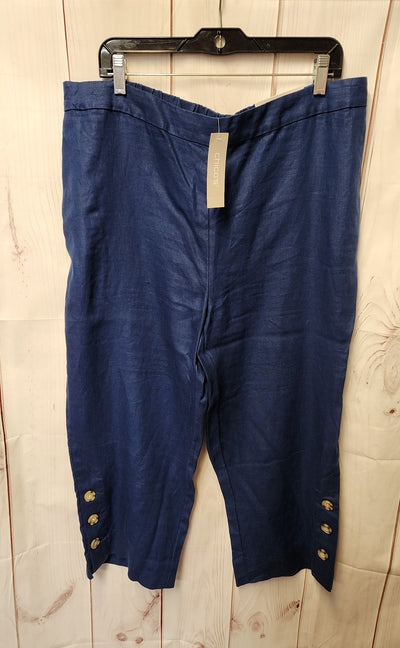 NWT Chico's Women's Size 16 Navy Pants Straight Leg Crop