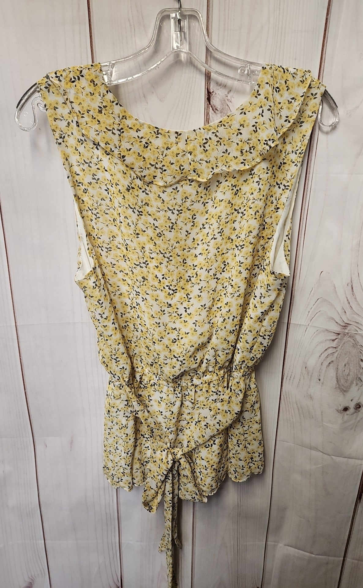 Max Studio Women's Size L Yellow Floral Sleeveless Top