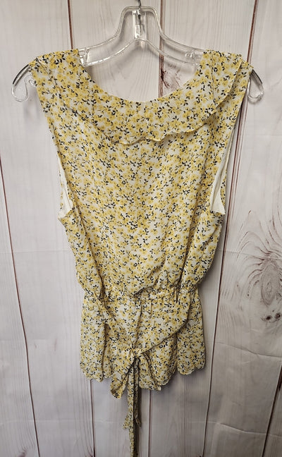Max Studio Women's Size L Yellow Floral Sleeveless Top