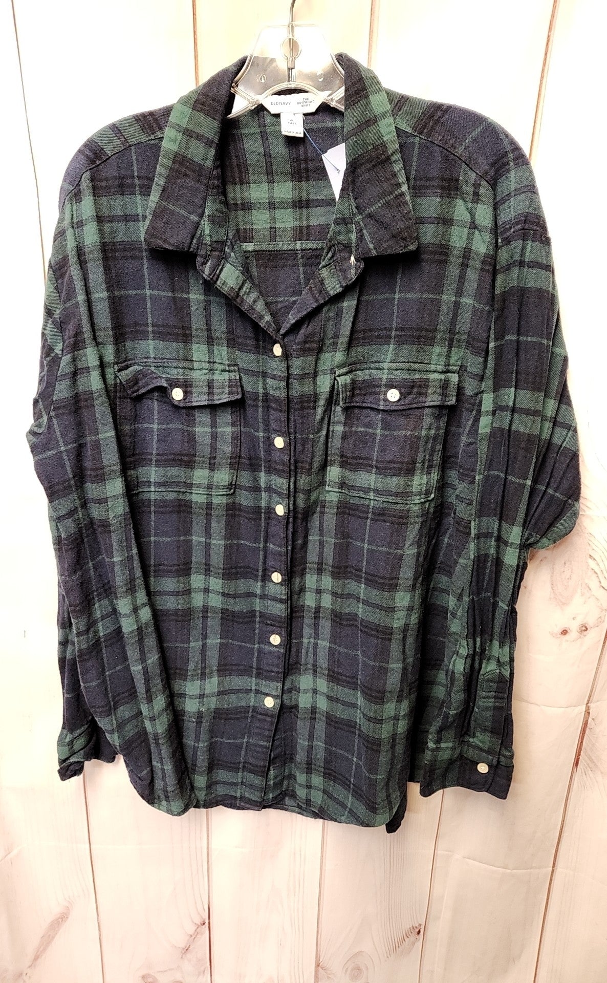 Old Navy Women's Size XL Navy & Green Long Sleeve Top