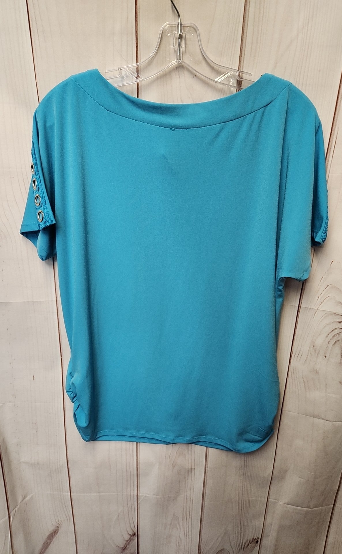 JM Collection Women's Size L Blue Short Sleeve Top