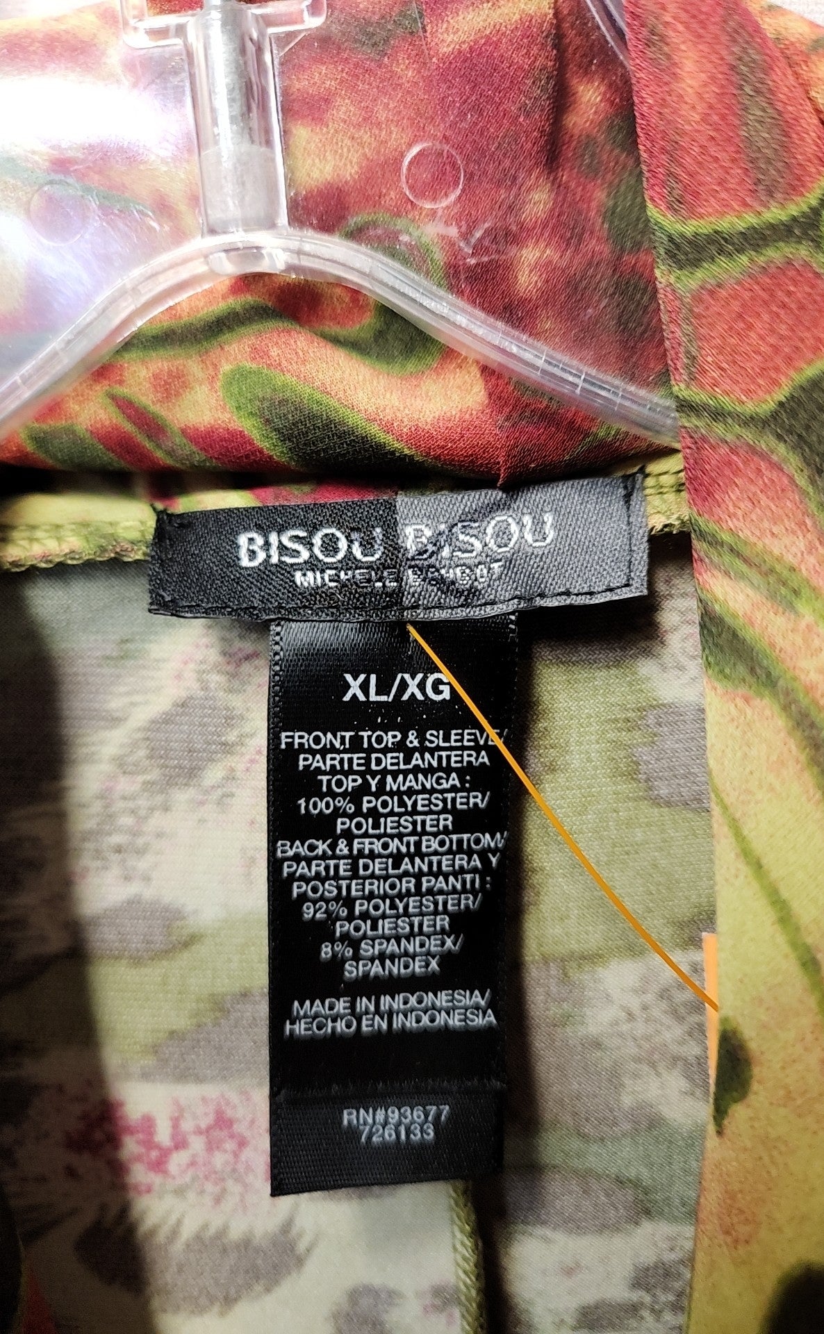 Bisou Bisou Women's Size XL Green & Pink 3/4 Sleeve Top