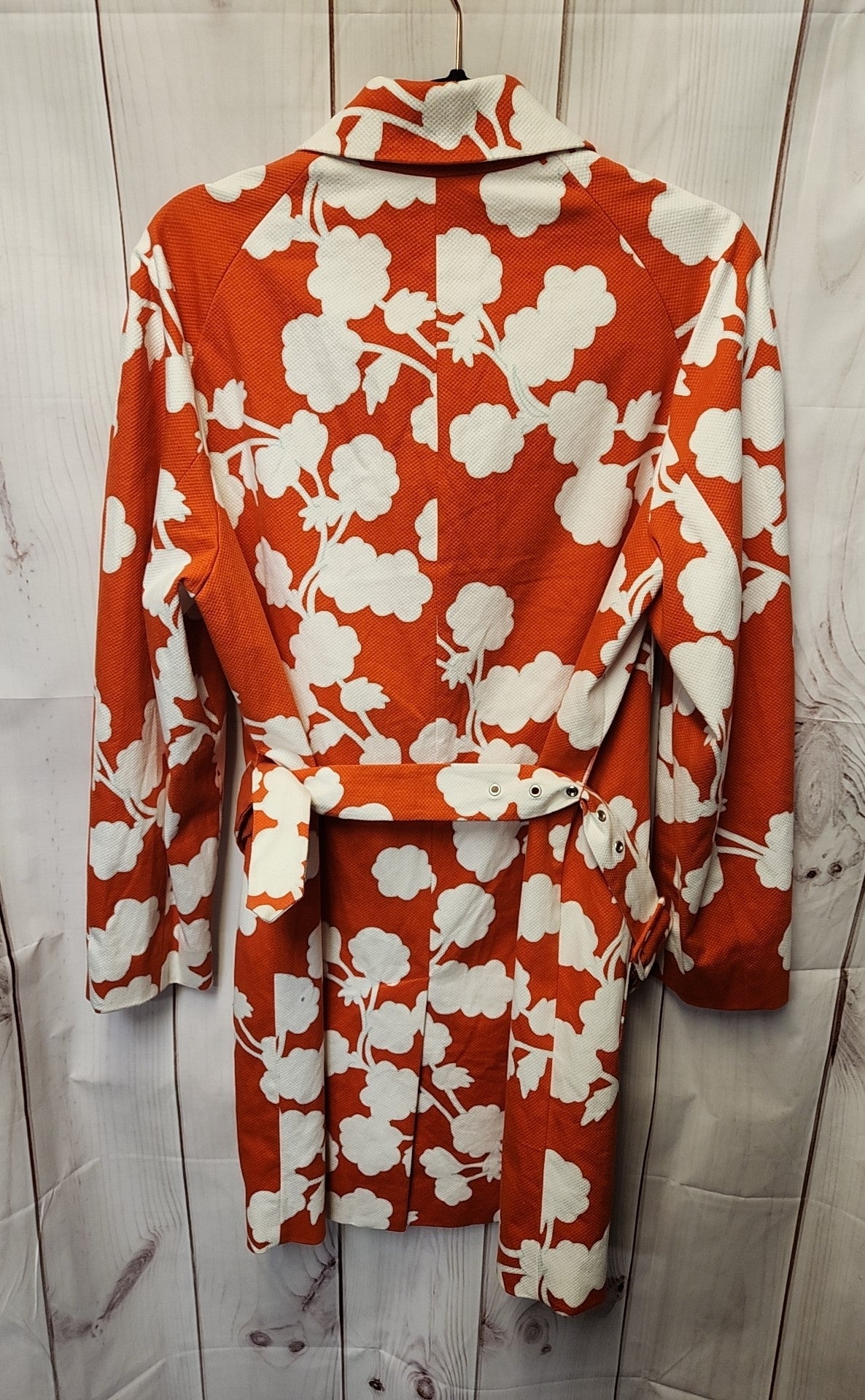 Diane VonFurstenberg Women's Size 10 Orange Floral Coat