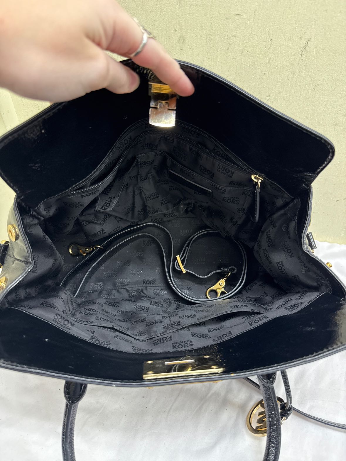 Michael Kors Astrid Patent Leather Black Purse Bag