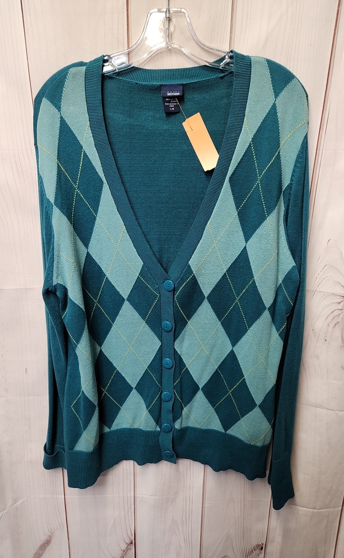 Basic Edition Women's Size L Teal Cardigan