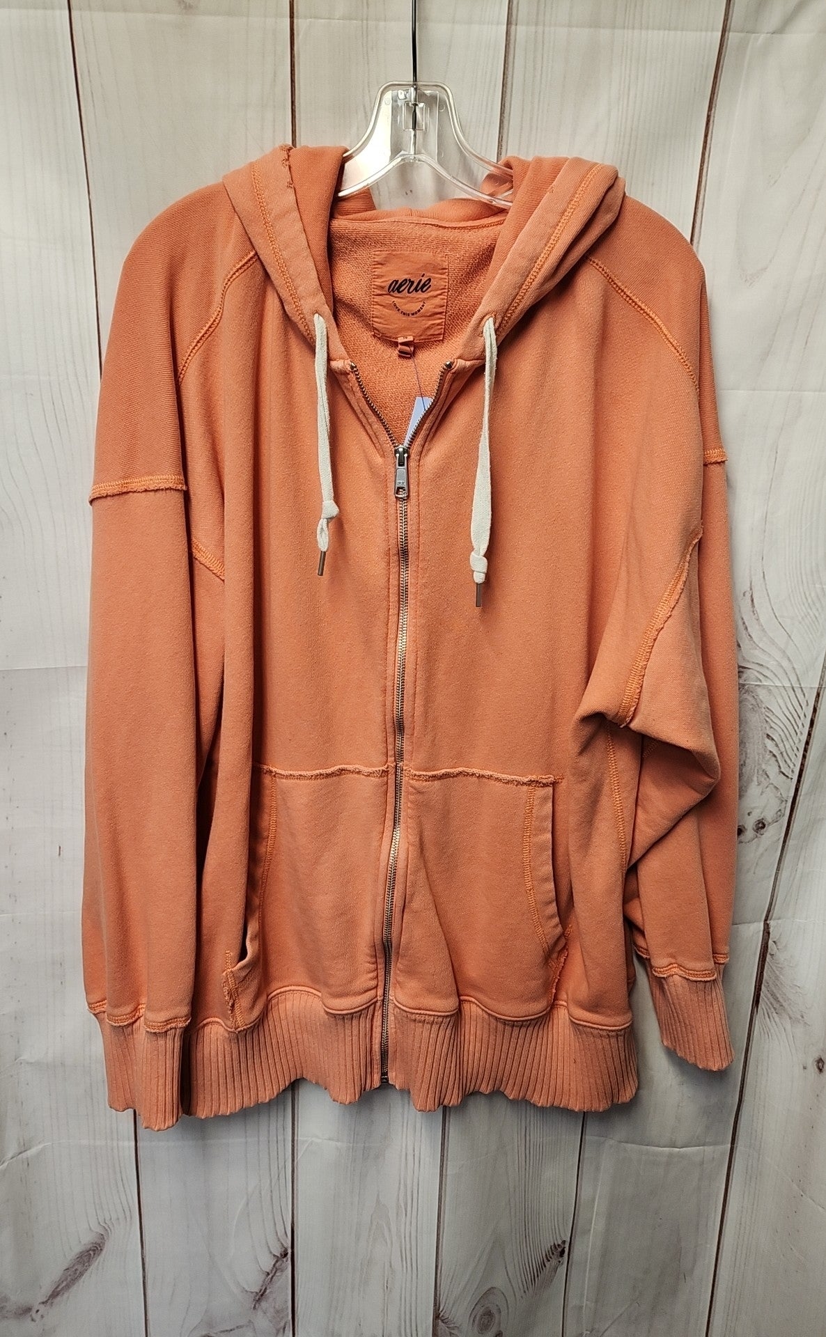 Aerie Women's Size XL Orange Full Zip Hooded Sweatshirt