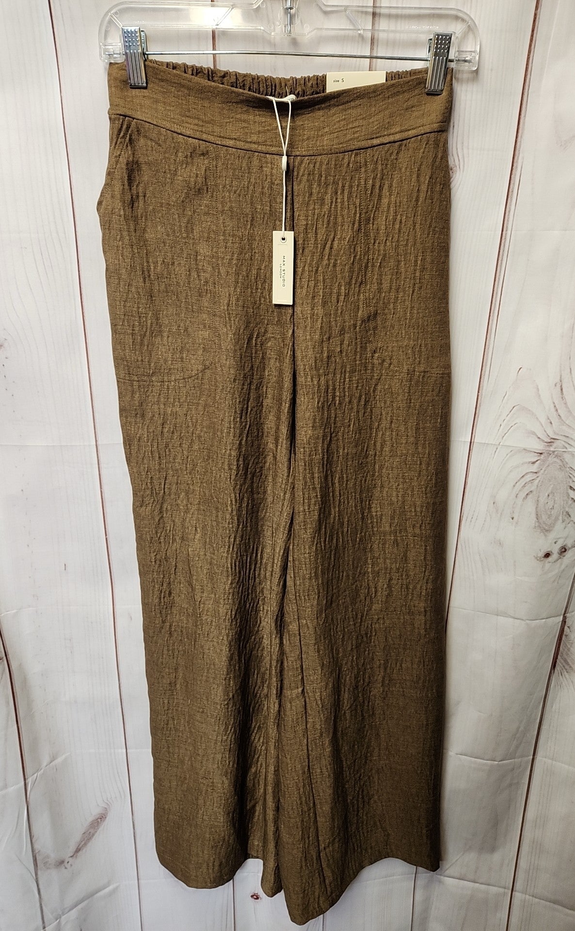 NWT Max Studio Women's Size S Brown Pants Wide Leg Trousers
