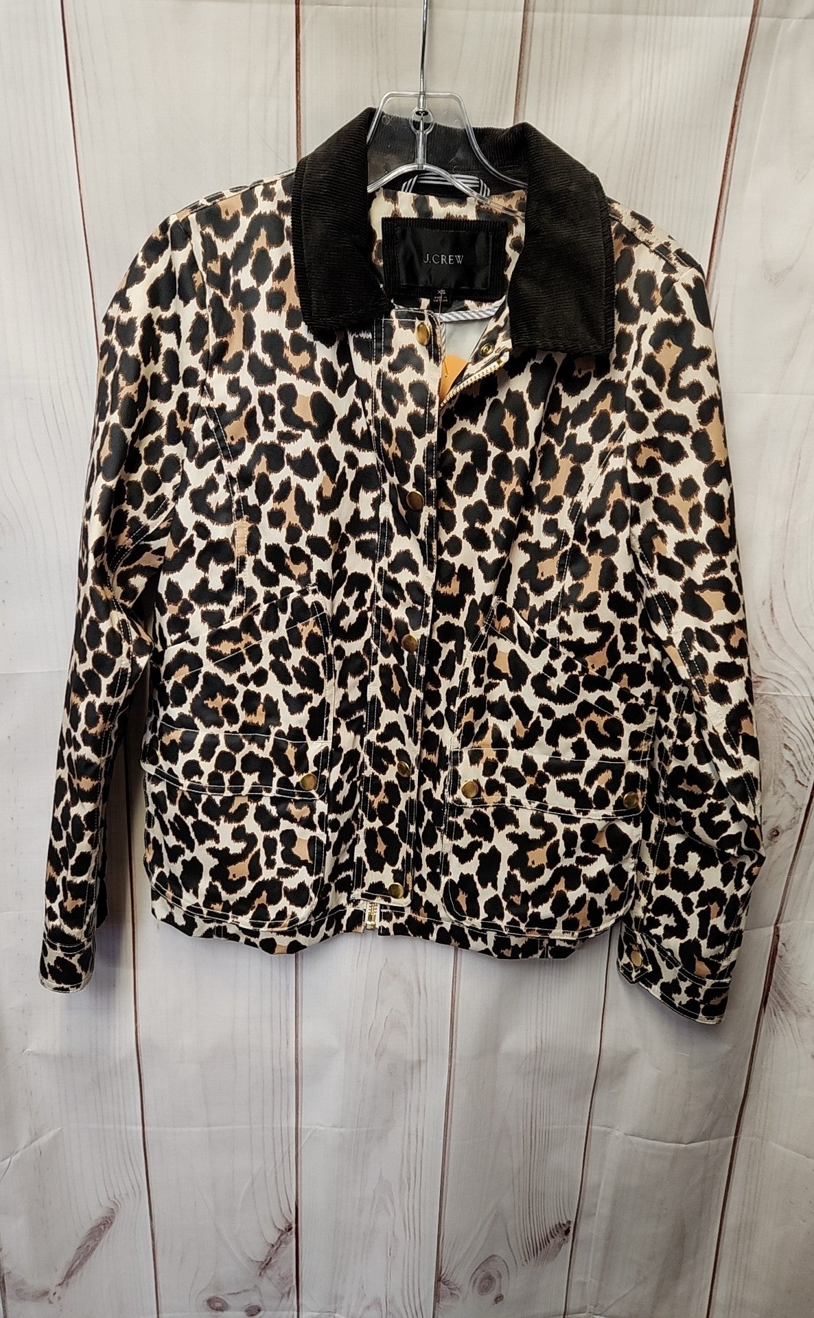 J Crew Women's Size XS Brown Animal Print Jacket