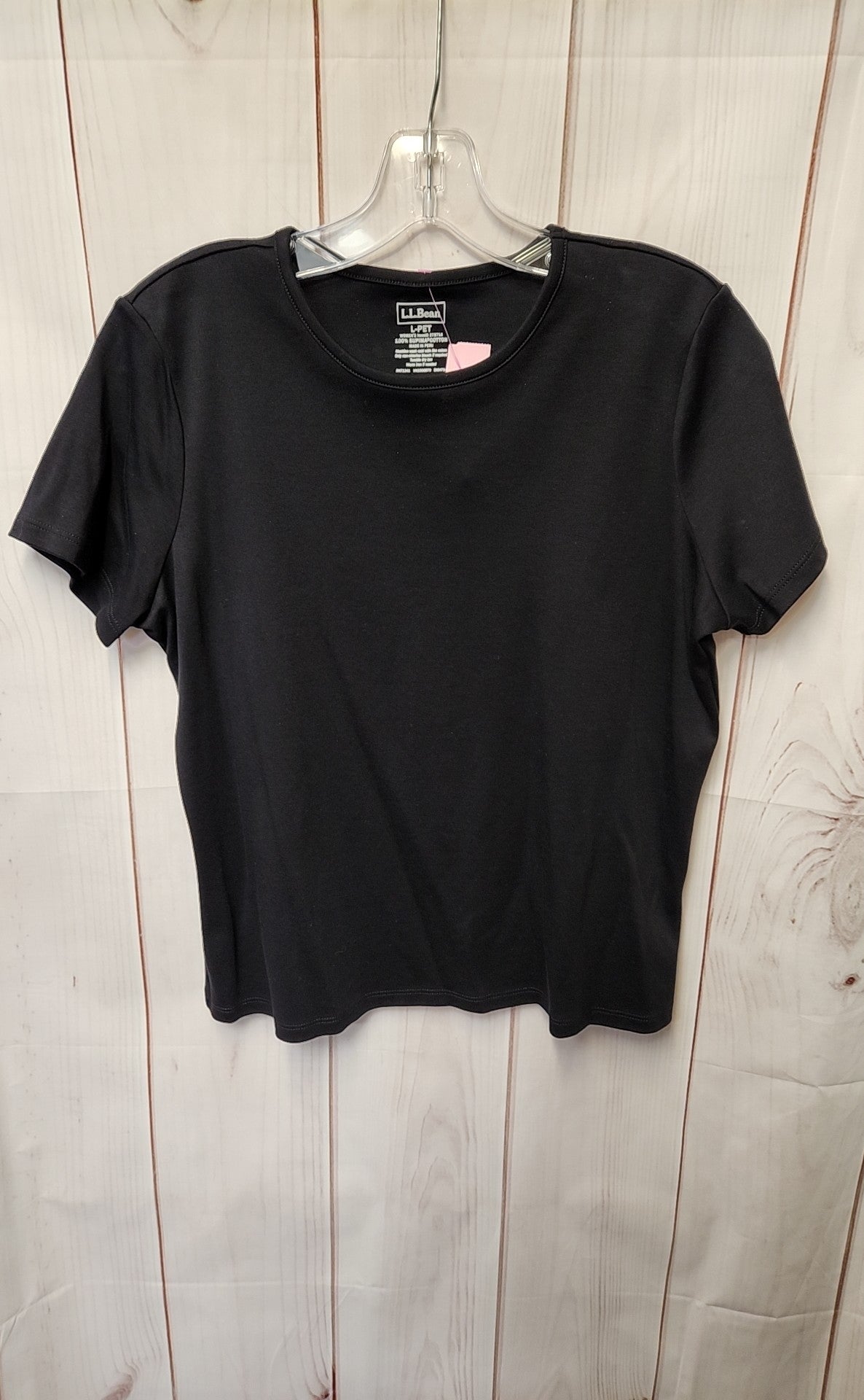 LL Bean Women's Size L Petite Black Short Sleeve Top