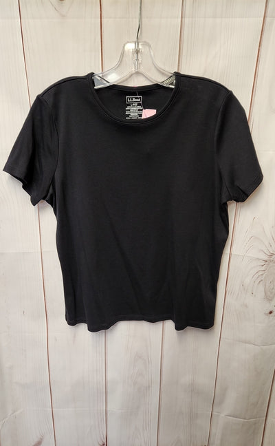 LL Bean Women's Size L Petite Black Short Sleeve Top