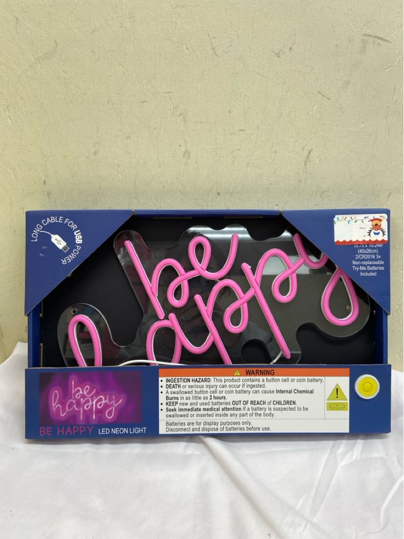 NIB Neon Be Happy Sign
