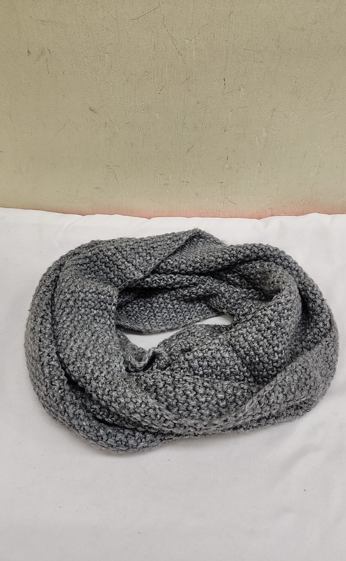 Gray Knit Infinity Scarf
