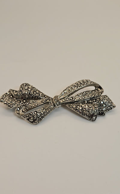 Silver Bow Brooch Pin