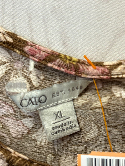 Cato Women's Size XL Brown Floral Long Sleeve Top