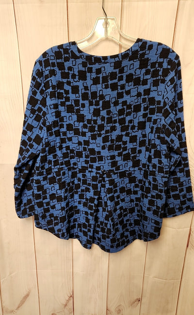 Habitat Women's Size S Black & Blue 3/4 Sleeve Top