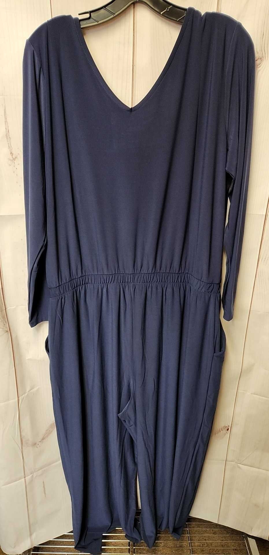 Attitudes by Renee Women's Size L Petite Navy Jumpsuit