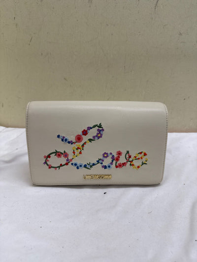 Love Moschino White Embroidered Crossbody Purse Bag
