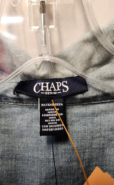 NWT Chaps Women's Size 3X Blue Long Sleeve Top