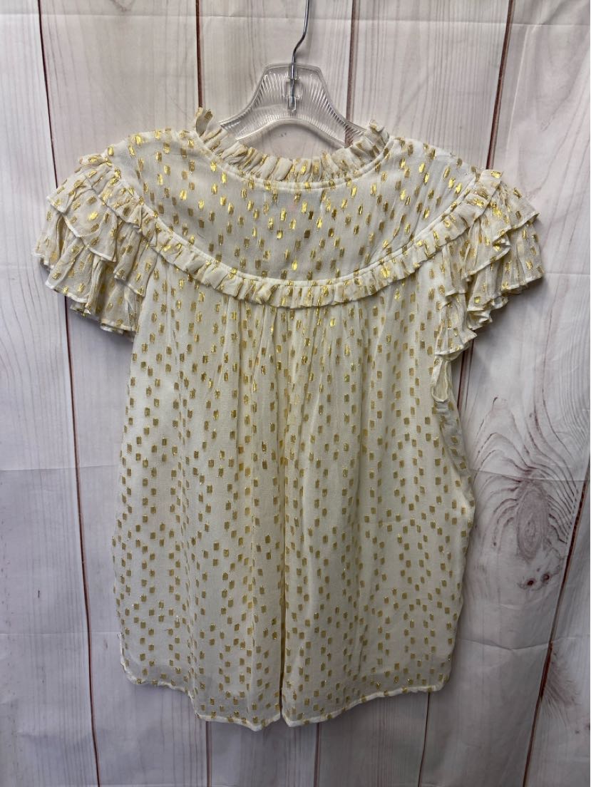 CK Bradley Women's Size M White & Gold Short Sleeve Top