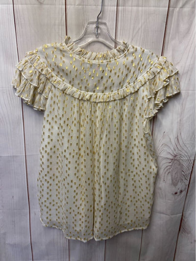 CK Bradley Women's Size M White & Gold Short Sleeve Top