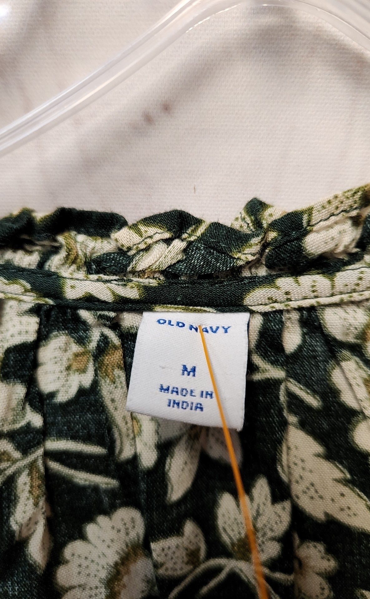 Old Navy Women's Size M Green Floral Long Sleeve Top